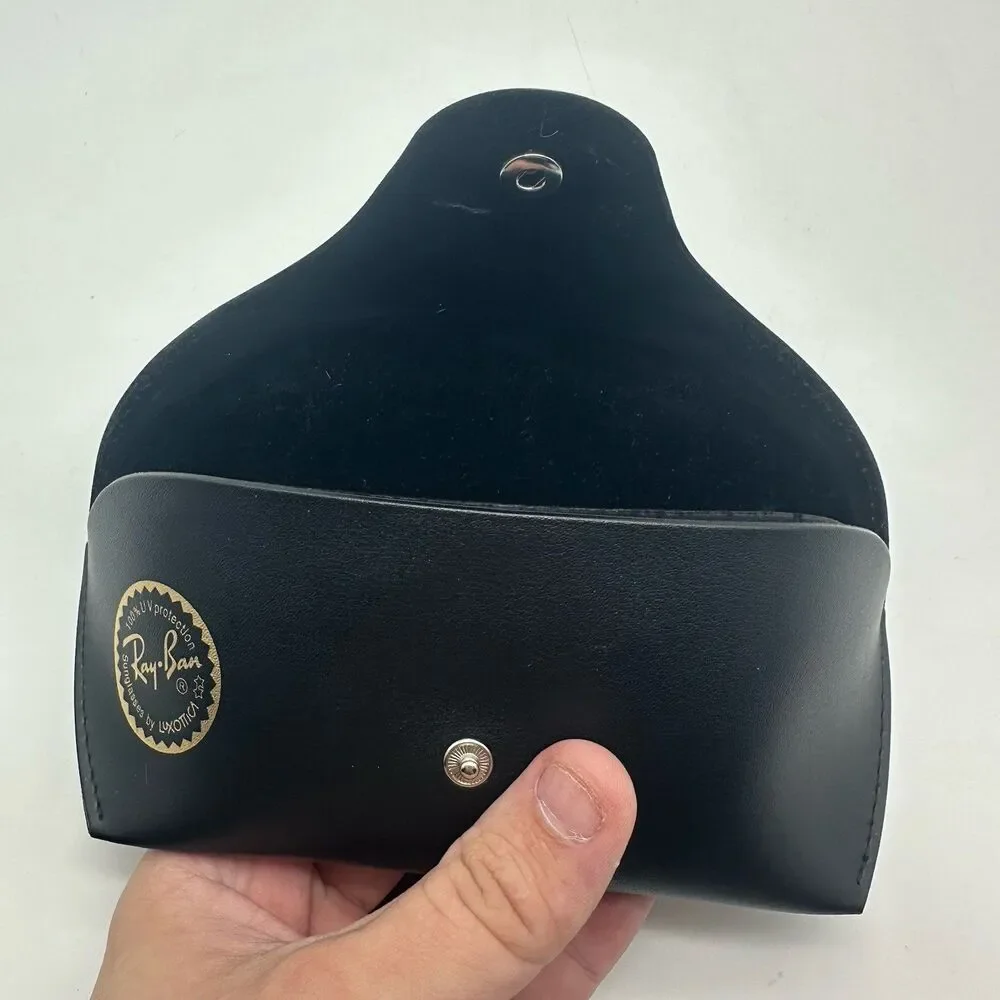 Genuine Ray Ban Sunglasses Case Only Empty Black Faux Leather Snap Replacement